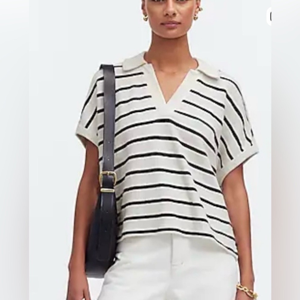 Madewell Relaxed V-Neck Polo Shirt Size XS 🖤🖤🖤
